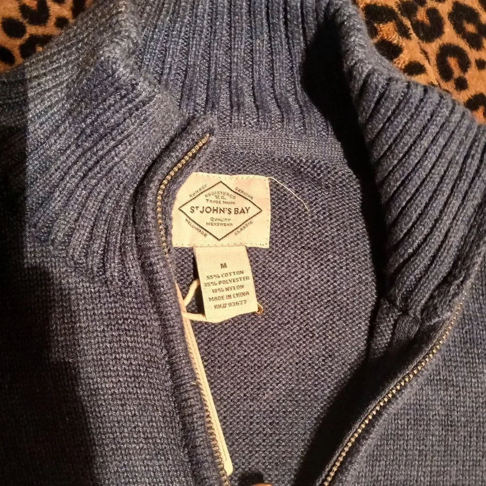 NWT ST. JOHN'S BAY Mock Turtle Neck Sweater With Zipper Men's Size Medium